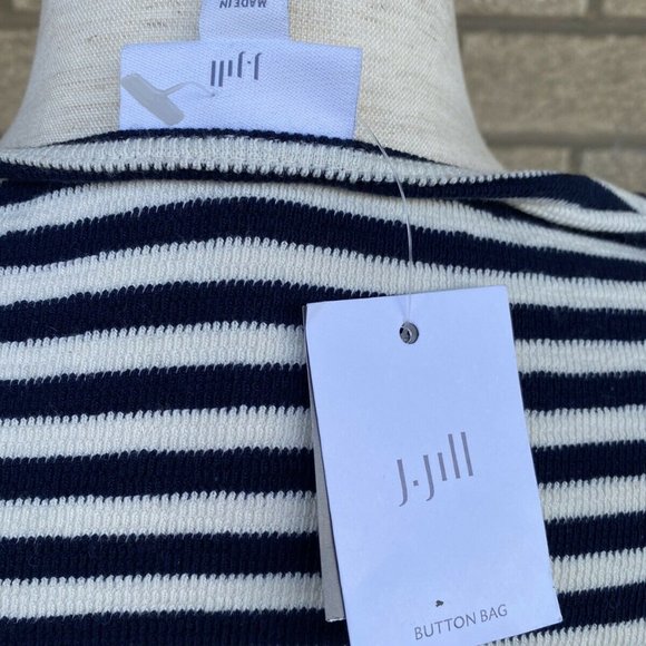 J.Jill Navy & Cream Nautical Striped lightweight Cotton Knit Sweater Small - Picture 5 of 7